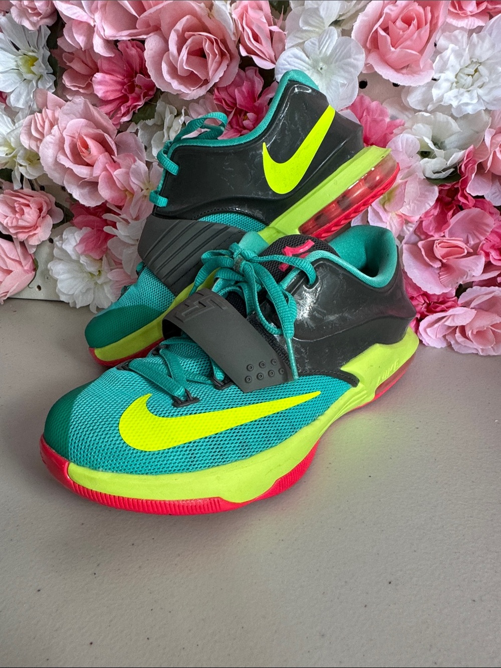 Nike Kids' Teal and Pink KD Athletic Shoes